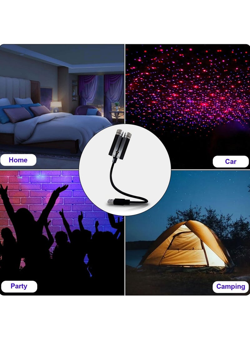 المزدوج رئيس الناقل التسلسلي العام سيارة ستار ضوء الليل ، 360 درجة قابل للتعديل رومانسية ستار ضوء السيارات ، ومناسبة لغرف النوم ، والسيارات ، الأطراف ، والجدران والسقوف والإضاءة في الغلاف الجوي ، محمولة الديكور الداخلي للسيارات سقف مصباح ، أحمر + بنفسجي أزرق - Image 1